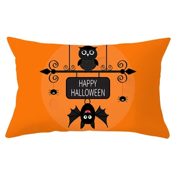 Orange Sort Udskrivning pudebetræk Hjem Dekoration Halloween Spider Sofa Talje pudebetræk Bil Smide Pude Dækker 30*50cm