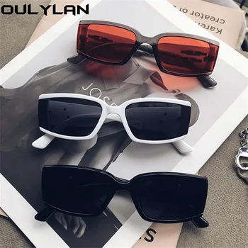 Oulylan 2021 Vintage Square Solbriller Kvinder Luruxy Retro Kørsel Solen Glas Mænd Sort Rød Rektangel Briller Damer Udendørs UV400