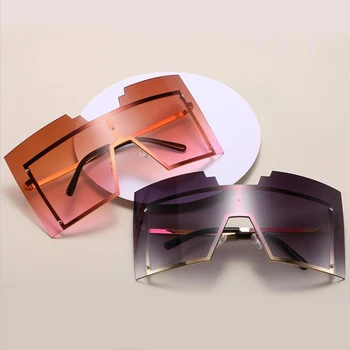 Overdimensionerede Klare Nuancer Solbriller Mænd Kvinder Nye Designer-Vintage Uindfattede Solbriller Metal Ramme Trendy Briller Damer Briller
