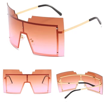 Overdimensionerede Klare Nuancer Solbriller Mænd Kvinder Nye Designer-Vintage Uindfattede Solbriller Metal Ramme Trendy Briller Damer Briller