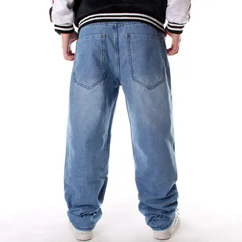 Overdimensioneret Størrelse Mænd Baggy Jeans Loose Streetwear Denim Bukser Lige Hip Hop Lys Blå Skateboard Bred Ben Bukser