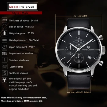 PAGANI DESIGN, Mode Mænd Ure Quartz Sports Chronograph Top Mærke Luksus Armbåndsur i Rustfrit Stål ure til mænd 2020 Ny