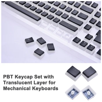 PBT-2-farve Keycap Sæt Med Gennemskinnelige Lag Dobbelt-lag Gennemsigtig Keycap For Mekaniske Tastaturer 104 Nøgler