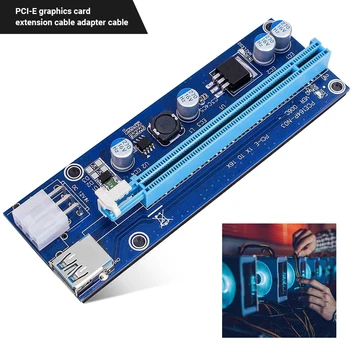 PCI-E Riser Card 006C PCI Express 1x 2x 4x 8x 16x Grafik Extender Adapter 15 bens SATA til 6pin USB 3.0 Kabel-PCIE-Riser for BTC