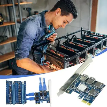 PCI-E-USB-Adapter, 1X 1 Til 4 Expansion-Kort PCI-E Med Fire Kort Kan Bruges Til Flere Computer-Operativsystemer