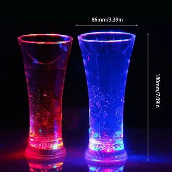 PREUP LED Farverige Glødende Hjerte Form Cup Flash Vand Induktion Lys Kop Øl Cup Kølig Drink Vin Drop shipping
