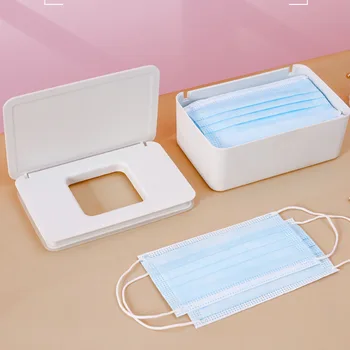 Papir Maske opbevaringsboks Våd Tissue Box Tætning Baby Vådservietter Dispenser Holder Husstand Plast støvtæt Tissue Box Med Låg Køkken
