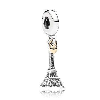 Paris Eiffel Tower Hængende Charme Ægte 925 Sterling Sølv Paris Eiffel Tower Charme Passer Oprindelige Diy Armbånd Smykker
