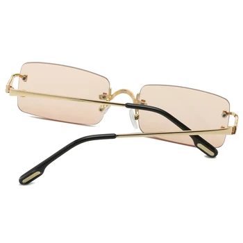 Peekaboo guld rektangel solbriller til mænd stel af metal uindfattede briller til kvinder uden ramme uv400 brun blå drop skib 2021
