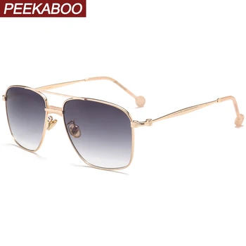 Peekaboo metal solbriller kvinder square mode tilbehør til damer sol briller til mænd uv400 gradient linse pink blå dekoration