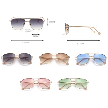 Peekaboo metal solbriller kvinder square mode tilbehør til damer sol briller til mænd uv400 gradient linse pink blå dekoration