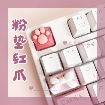 Personlig blød plast metal-kat paw pige sød gennemsigtig pink mekanisk tastatur smuk pige keycap tre-dimensionel
