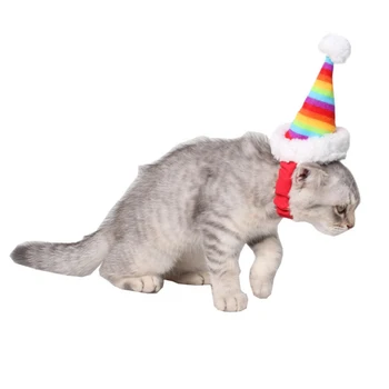 Pet Produkter Binde Katten Hat Marsvin Ornament Jul Egern Rainbow Hat Dog Caps Leverer Sjove Part, Dog Kappe Kjole Op