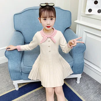 Pige Tøj Efteråret 2021 Nye College Stil Sweater Prinsesse Nederdel Børn Base Nederdel koreansk Stil Kjole Til Piger Vestidos 10Y