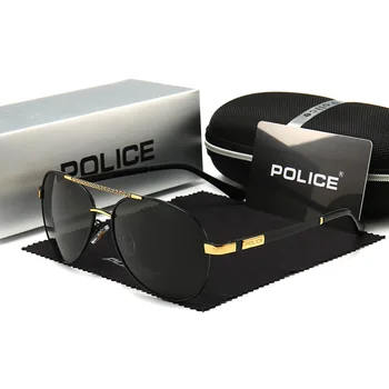 Pilot POLICE Solbriller til Mænd Classic Polariseret Linse Brand Designer Mænd Kørsel Retro Solen Glas UV400 Occhiali da sole P618
