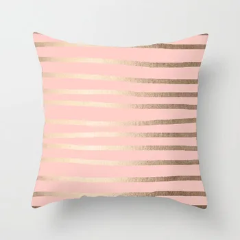 Pink Marmor Geometrisk Række Pude Dække Hjem Stof Håndværk Sofa Ryg Pude Pude Dække Puder til stuen
