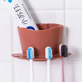 Plast Tandbørsteholder Tandpasta Storage Rack Shaver Tandbørste Dispenser Badeværelse Arrangør Tilbehør Sæt Værktøjer