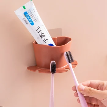 Plast Tandbørsteholder Tandpasta Storage Rack Shaver Tandbørste Dispenser Badeværelse Arrangør Tilbehør Sæt Værktøjer