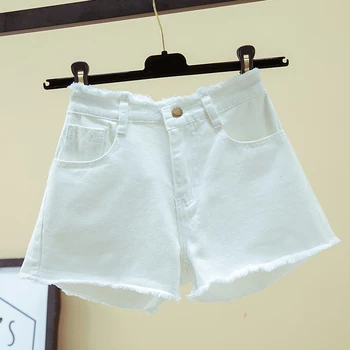 Plus Størrelse M-5XL Kvinder er denim shorts 2021 Sommeren Løs mode sexet ny slank super høj talje bred ben hot Sort Hvid Mini Jean
