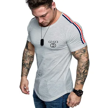 Plus Størrelse M-5XL Mode Print Mænds Stribe T-shirt Fritid Fitness Sort Hvid Tee for Herre Tøj Sommeren Kort Ærme T-Shirts