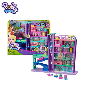 Polly Pocket Pollyville Mega Mall Super Pakke med 6 Etager Køretøj Elevator&Micro Mini Dukker Bygning for Kids Legetøj Gave GFP89