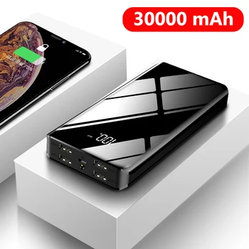 Power Bank 30000 mAh 4 USB PoverBank Bærbare Fast Charger Ekstern Batteri Pack til iPhone, Samsung Note 12 20 Xiaomi Powerbank