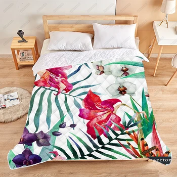 Print-on-Demand Sommer Dyne Akvarel Flower Design Dynen Tynde Dyner Tilpassede Tæppe Sengetæppe på sengen Dorm Dækker