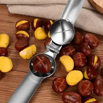 Push-Type Chestnut Shell Oplukker Praktisk Husstand Bærbare Cross-Cut Kniv Chestnut Skrællekniv Køkken Tilbehør Leverer 2021