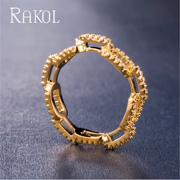 RAKOL Kreative Chain Design Kvinder Ring med Micro Banet Skæbne Link Par Ring til Kæreste&Kæreste Hot Salg af Varer