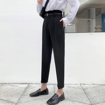 REALEFT Sommeren 2020 Nye koreanske OL Style Kvinder Formelle Harem Bukser, Bælte, Høj Talje Elegante Kontor Dame Ankel-Længde Bukser med Lommer