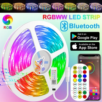 RGBWW Led Strips Bluetooth-Led-Lys 5050 2835 Varm Hvid stribe Fleksibel Lampe Bånd Bånd DC-Adapter