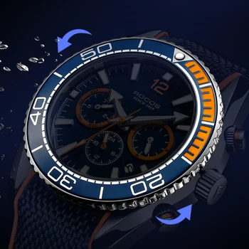 ROCOS Multifunktion Automatisk Dykning Watch 100M Vandtæt Herre Mekanisk Classic Silikone Strap Safir Krystal Armbåndsur