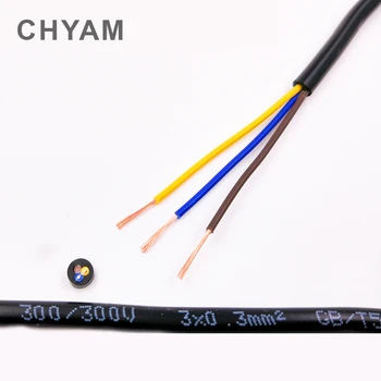 RVV Elektrisk Kabel, Sort 22AWG 0.3mm2 2/3/4/5/6/7/8/10/12/14/16/18 Kerner Pins Kobber Signal Ledning Dirigent