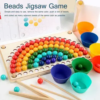 Rainbow Klip, Perler Hånd-Øje Koordination Puslespil Desktop-Toy Træ-Logik Sensoriske Montessori Pædagogisk Legetøj Til 1 2 3 Årige