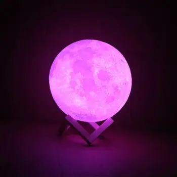 Rambery Moon Lamp 3D-Print Nat Lys Genopladelige 3 Farve Tap Kontrol Lampe Lyser 16 Farver, Ændre Fjernbetjening LED-Moon Light Gave