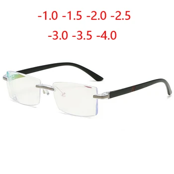 Rammeløse Nærsynethed Briller Færdig Unisex Blå Lys Blokering Uindfattede Recept Briller Dioptri -1.0 -1.5 Til 4.0