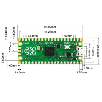 Raspberry Pi Pico Development Board, En Low-Cost High-Performance Microcontroller yrelsen RP2040 Cortex-M0+ Dual-Core ARM Processor