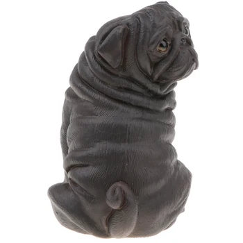 Realistisk Mops Hund Dyr Model Handling Figur Toy Home Decor Indsamling - Black