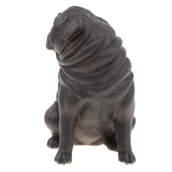 Realistisk Mops Hund Dyr Model Handling Figur Toy Home Decor Indsamling - Black