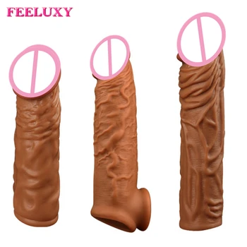 Realistisk Penis Extender Ærme Genanvendelige Silikone Kondomer, sexlegetøj til Par Mænd Penise Erektion Pik Lupe Ærme Forstærker