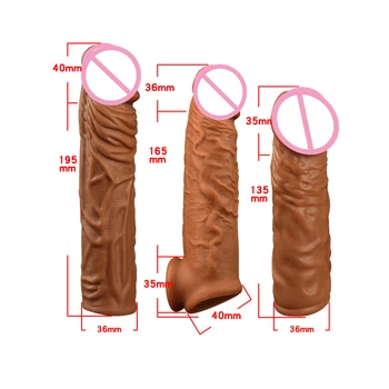 Realistisk Penis Extender Ærme Genanvendelige Silikone Kondomer, sexlegetøj til Par Mænd Penise Erektion Pik Lupe Ærme Forstærker