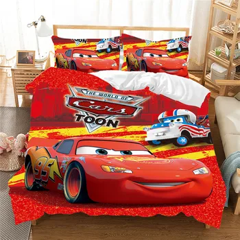 Red Lightning McQueen Bil Strøelse Sæt til Børn Soveværelse Indretning King Quilt Duvet Cover Sæt Enkelt Lagen Dreng Hjem, Børn Linned