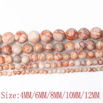 Red netværk sten Runde Perler, 4-12 mm Temperament Naturlige Perler til Smykker at Gøre Diy Halskæde armbånd Smykker Tilbehør