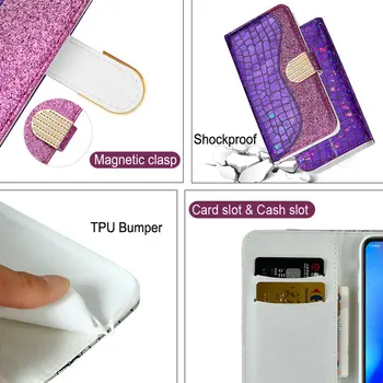 Redmi Bemærk 9T 5G Beskyttende Flip Case Bling Skinnende Glimmer Sparkle Shell for Xiaomi Redmi Bemærk 9T Sag Note 9 T T9-Wallet Cover