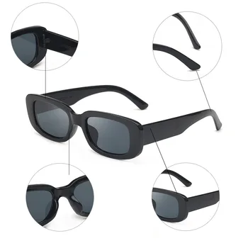 Rektangulære lille Ramme Solbriller Kvinder 2021 Nye Street briller til mænd sort enkel Solbriller