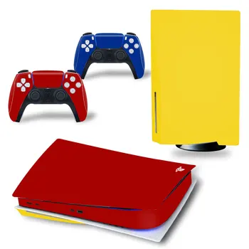 Ren Farve PS5 Standard-Disc Edition Hud Decal Sticker Cover til PlayStation 5-Konsol, Controller PS5 Beskyttelse etui