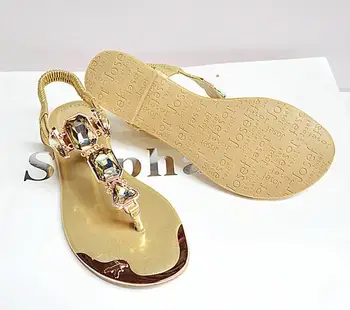 Rhinestone thong sandaler dame, tøfler sommeren 2019 kvinder casual sandaler store størrelse sko