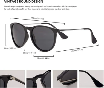 RoShari Polariserede Solbriller Vintage Runde Briller Kvinder Mænd i Klassisk Retro Design-Stil RS4171-A29