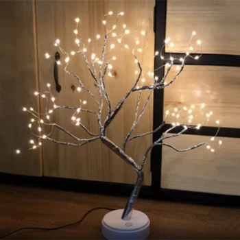 Romantisk 108 LED Touch-Nat Lys USB/batteridrevne Mini juletræ kobbertråd Garland Fe Bord Lampe til Hjemmet Børn