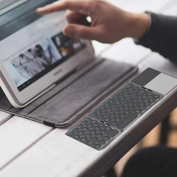 Russisk spansk arabisk Sammenklappelig Tastatur Bærbart Trådløst Mini-Tastatur med Touchpad ' en til ipad Telefonen, Tablet